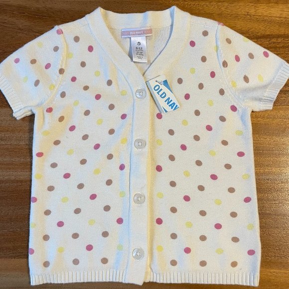 NWT Old Navy size 6-12 mo polka-dot cardigan sweater warmth. NEW cute coverup! - Picture 1 of 8